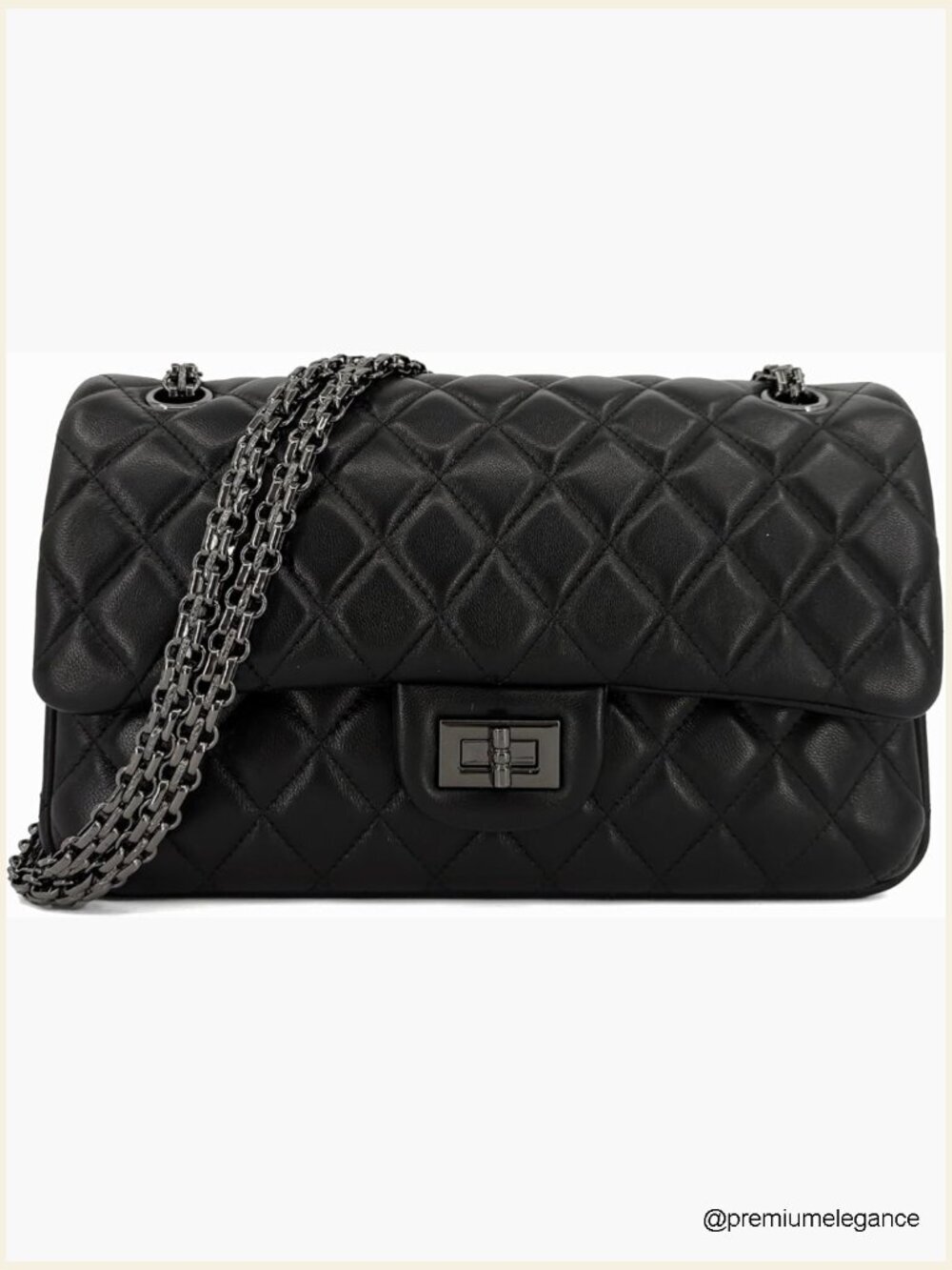Quilted Lambskin Leather Crossbody Bag with Chain Strap